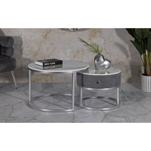 Mauro Ferretti Konferenční stolek Greys 2ks 70x45 – 50x40 cm šedá stříbrná