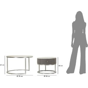 Mauro Ferretti Konferenční stolek Greys 2ks 70x45 – 50x40 cm šedá stříbrná