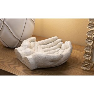 Mauro Ferretti Dekorační miska Hands Stons 22,7x20x7,3 cm krémová