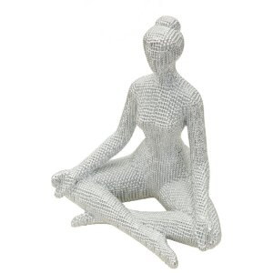 Donnina Yoga Silver Dekorativní figurka Polyresin Bílá Stříbrná 20,5x15,5x23 cm