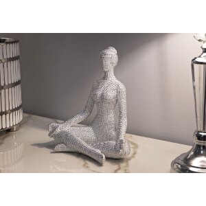 Donnina Yoga Silver Dekorativní figurka Polyresin Bílá Stříbrná 20,5x15,5x23 cm