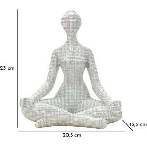 Donnina Yoga Silver Dekorativní figurka Polyresin Bílá Stříbrná 20,5x15,5x23 cm