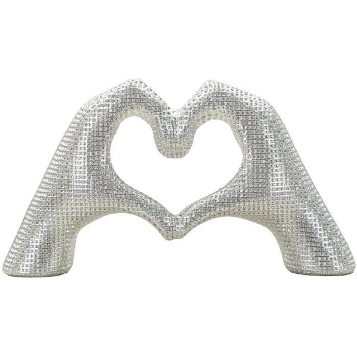Lover Silver Soška Polyresin stříbrná 25x7.5x13.5 cm ruce srdce dekorace