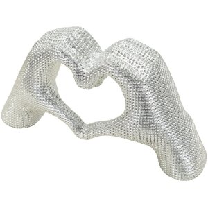 Lover Silver Soška Polyresin stříbrná 25x7.5x13.5 cm ruce srdce dekorace