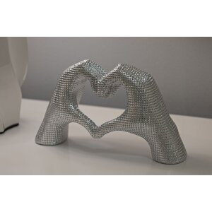 Lover Silver Soška Polyresin stříbrná 25x7.5x13.5 cm ruce srdce dekorace