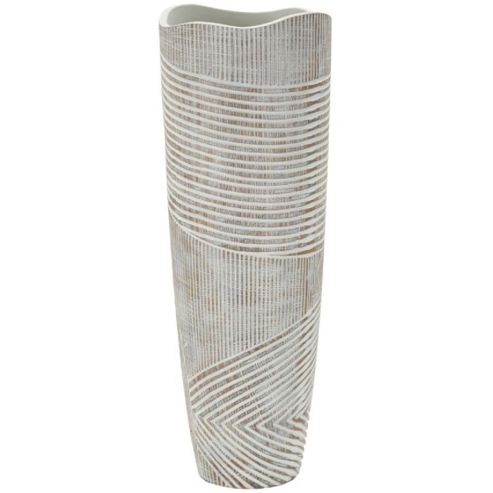 Mauro Ferretti Váza Dřevěná bílá Ø19x55 cm polyresin moderní design