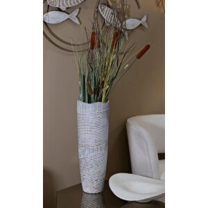 Mauro Ferretti Váza Dřevěná bílá Ø19x55 cm polyresin moderní design