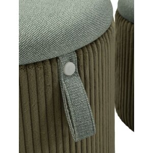 Bolzano set 2 dílných úložných poufů zelená Ø38x38 a Ø32x28 cm