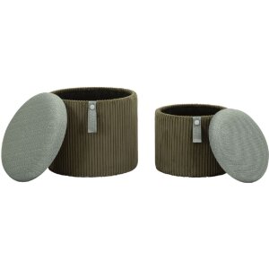 Bolzano set 2 dílných úložných poufů zelená Ø38x38 a Ø32x28 cm