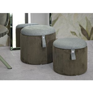 Bolzano set 2 dílných úložných poufů zelená Ø38x38 a Ø32x28 cm