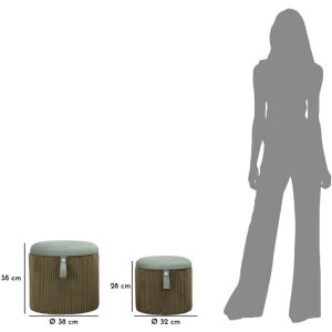 Bolzano set 2 dílných úložných poufů zelená Ø38x38 a Ø32x28 cm