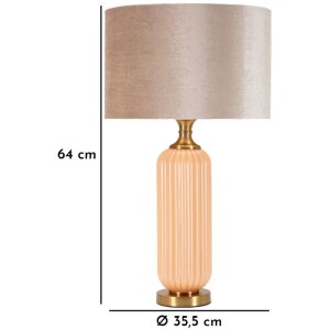 Perly stolní lampa skleněná noha žebrovaná stínidlo perleťová zlatá ø35,5x64cm E27
