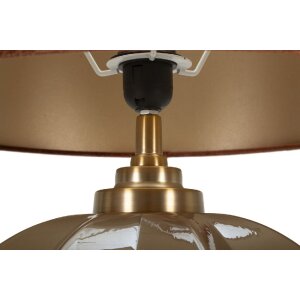 Praga stolní lampa sklo železo látka hnědá zlatá průměr 40,5x57cm E27 max 40W