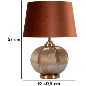 Praga stolní lampa sklo železo látka hnědá zlatá průměr 40,5x57cm E27 max 40W