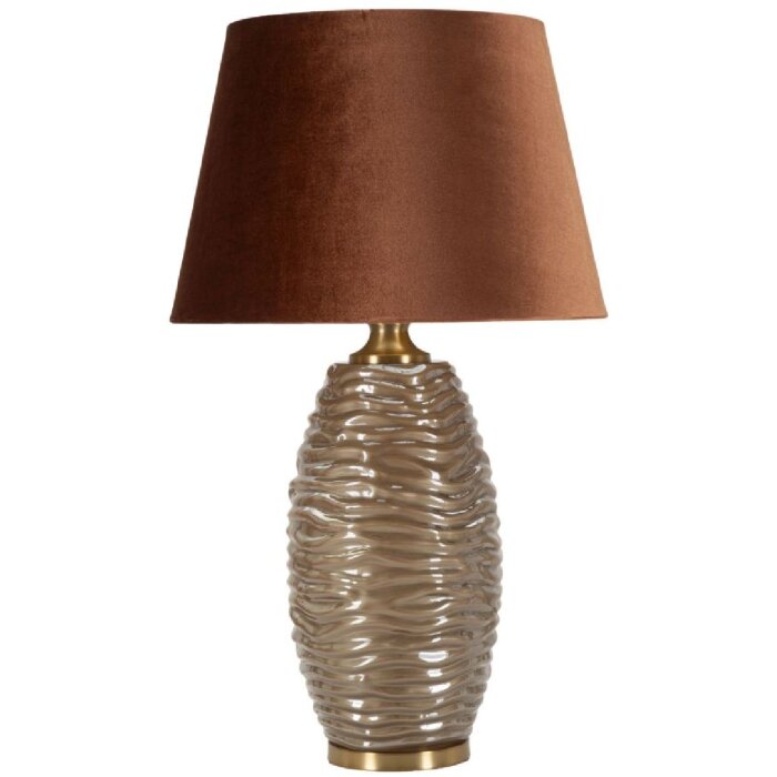 Prague stolní lampa sklo železo látka hnědá zlatá Ø45.5x79cm E27 max40W
