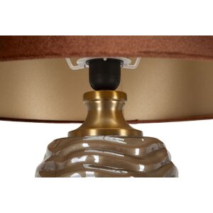 Prague stolní lampa sklo železo látka hnědá zlatá Ø45.5x79cm E27 max40W