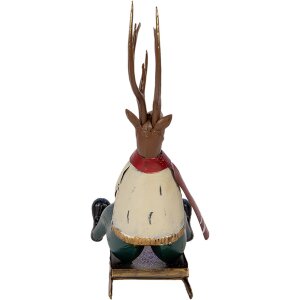 Clayre & Eef Dekorativní soška Jelena na saních 27x10x31 cm kov zimní dekorace