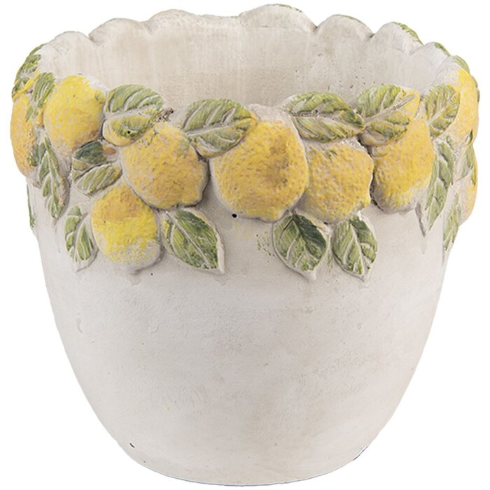 Clayre & Eef Květináč 14x12 cm – Citronový motiv