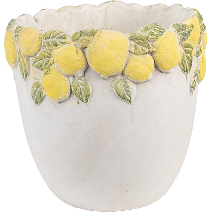 Clayre & Eef Květináč s citronovou dekorací Ø 20x19 cm