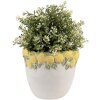 Clayre & Eef Květináč s citronovým reliéfem Ø16x15cm kámen žlutozelený