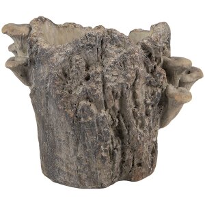 Clayre & Eef Květináč 24x18x18 cm - Hnědo-béžový kamenný vzhled