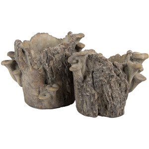 Clayre & Eef Květináč 24x18x18 cm - Hnědo-béžový kamenný vzhled