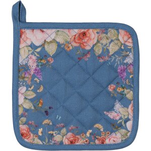 Clayre & Eef Chňapka 20x20 cm – Květinová romance modrá