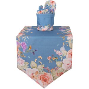Clayre & Eef Košík na pečivo Ø 15x16 cm – Modrá s květinami