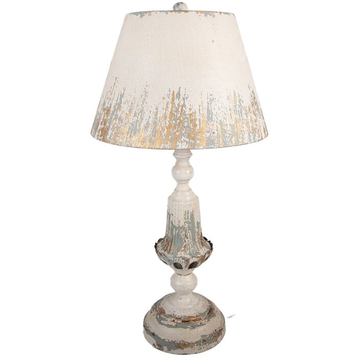 Clayre & Eef Stolní lampa Vintage Ø36x70 cm – Béžová, šedá, zlatá