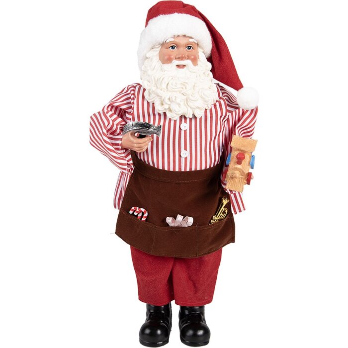 Clayre & Eef Vánoční postava Santa Claus 22x19x45 cm
