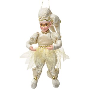 Clayre & Eef Dekorativní závěs Elf Beige-Zlatý 28 cm