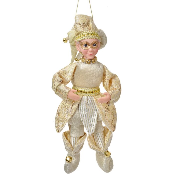 Clayre & Eef Dekorativní závěs Elf 66217 – Béžovo-zlatá, 28 cm
