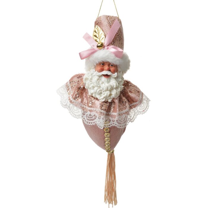 Clayre & Eef Vánoční ozdoba "Růžový Santa Claus" 8x8x35 cm