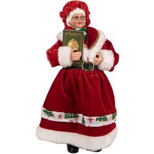 Clayre & Eef 66238 Vánoční paní Figurka Červená Zelená 14x10x28 cm