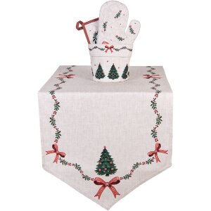 Clayre & Eef Koš na pečivo Ø 15x16 cm béžovo-zeleno-červený