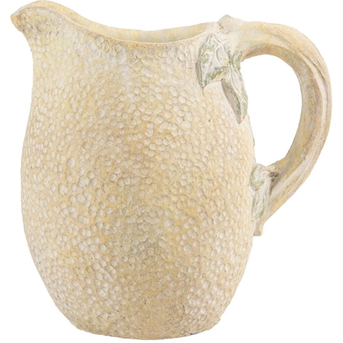 Clayre & Eef Dekorační džbán 20x15x20 cm žlutozelený