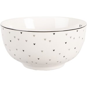 Clayre & Eef Miska Ø 14x7 cm / 500 ml Bílá/Černá
