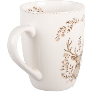 Clayre & Eef GTWMU Hrnek 12x8x10 cm 350 ml Béžovo-hnědý