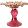 Clayre & Eef Svícen na čajové svíčky 14x11 cm oranžovo-růžový sklo
