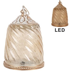 Clayre & Eef Dekorace s LED Ø 9x14 cm / 2x AAA béžová