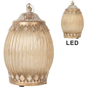 Clayre & Eef 6GL5220 Skleněná dekorace s LED osvětlením 11x18 cm