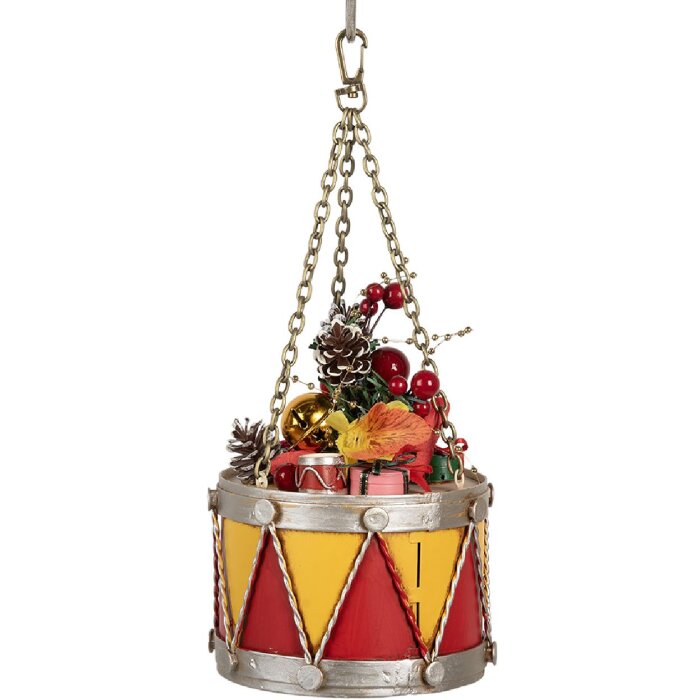 Clayre & Eef Dekorační bubínek průměr 12x16/27 cm žluto-červený