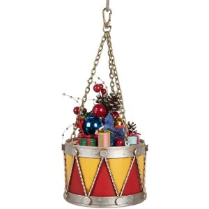 Clayre & Eef Dekorační bubínek průměr 12x16/27 cm žluto-červený