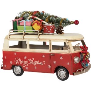 Clayre & Eef Modelový autobus 38x16x28 cm červenobéžový