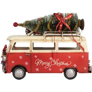 Clayre & Eef Modelový autobus 38x16x28 cm červenobéžový