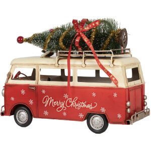 Clayre & Eef Modelový autobus 38x16x28 cm červenobéžový