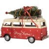 Clayre & Eef Modelový autobus 38x16x28 cm červenobéžový
