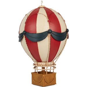 Clayre & Eef Dekorace Horkovzdušný balón 26x42 cm červená & béžová
