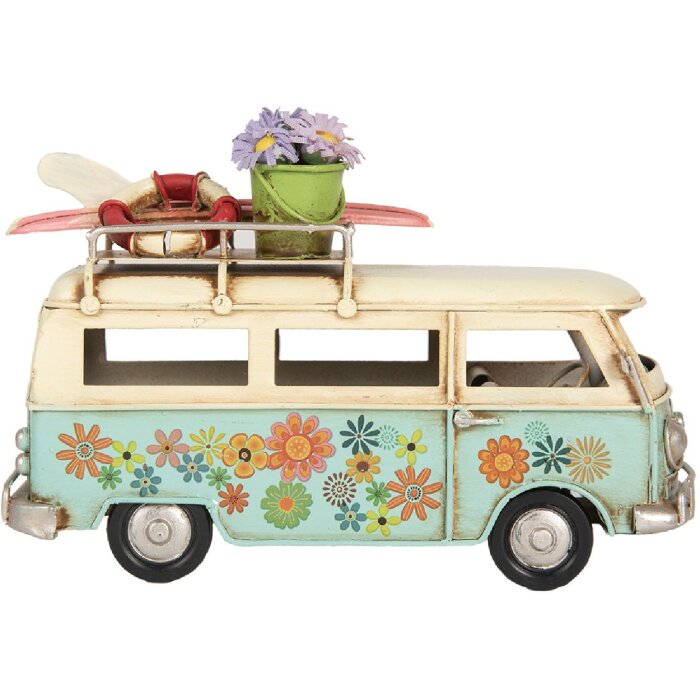 Clayre & Eef Model Autobusu 17x7x11 cm Modrobéžová
