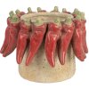 Clayre & Eef Květináč Ø 17x13 cm Béžovo-červený Terakota